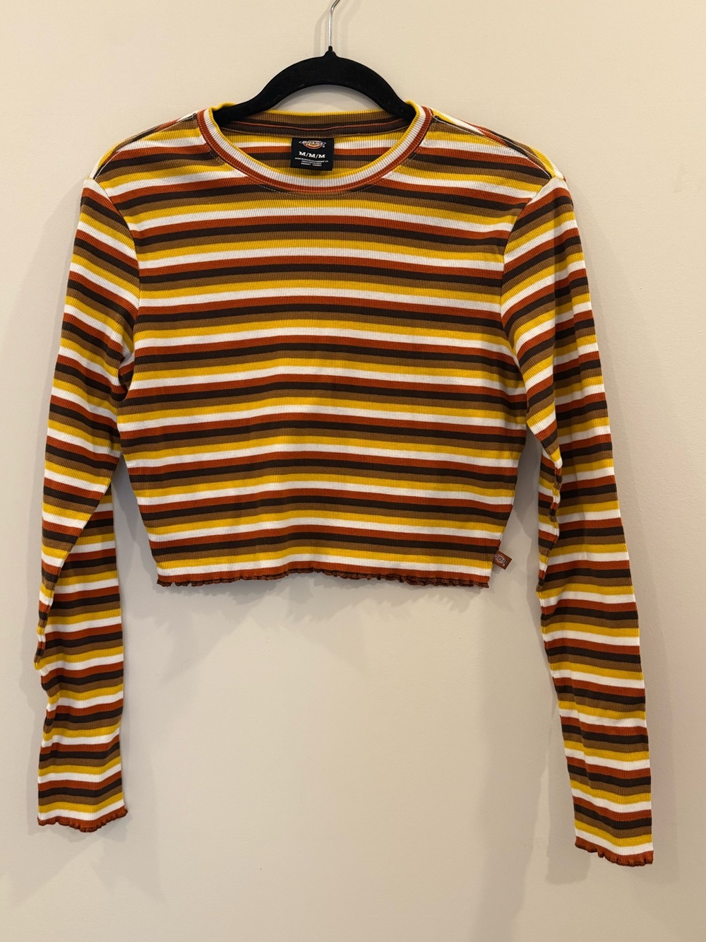Dickies Striped Cropped Long-Sleeve Top - Yellow/Brown